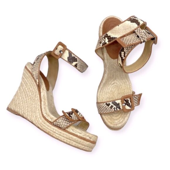 ☀️SALE☀️ Kate Spade Snake Print Ankle Strap Wedge Espadrille Sandals Size: 8 - Picture 1 of 14